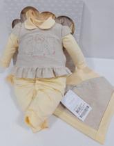 - Saída Maternidade Bebê Menina Le Bhua Linha Paraiso Ref 392 - Saída Maternidade Bebê Menina Le Bhua Linha Paraiso Ref 392