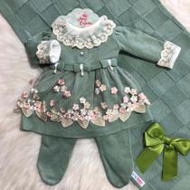 Vestido Bebê Maternidade Tricô Infantil Menina Princesa Vestido e Conjunto  de Tricot Mimo da Cegonha