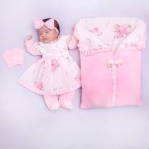 Saída Maternidade Bebê Menina Rosa 5 Peças Conjunto Completo Macio Recém Nascido Delicado Confortável Quentinho Saída Maternidade Bebê Menina Rosa 5 Peças Conjunto Completo Macio Recém Nascido Delicado Confortável Quentinho