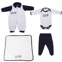 Saída Maternidade Bebe Torcedor Kit 4 Peças Preto e Branco Time Preferido Do Papai e Da Mamãe Enxoval Bordado