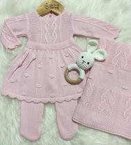 Saída Maternidade com Manta Isabel Rosa Bebê Roupas Infantis Moda Infantil Criança Recém Nascido