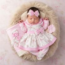 Saída Maternidade Conjunto Roupa Para Bebê Menina Charmosinha 05 Peças Saída Maternidade Conjunto Roupa Para Bebê Menina Charmosinha 05 Peças