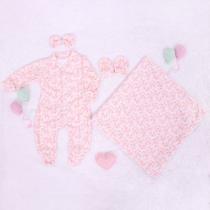 Saída Maternidade De Bebê Menina Floral De Luxo 100% Algodão