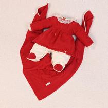 Saída Maternidade Eloá Manta Macacão e vestido tricot Plush Beth Bebê