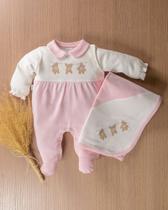 Saída Maternidade Gêmeos Em Suedine Bicolor Ursinho - Anjos Baby