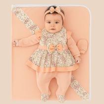 Saída Maternidade Luxo Para Bebê Menina Pompom 05 Peças Roupas de Bebê