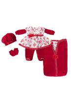 Saída Maternidade Menina Vermelha Foral Luxo 4 Peças Plush 100% Algodão Saco De Dormir