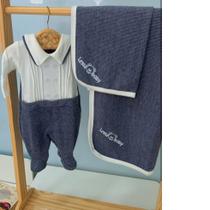 Saída maternidade menino luxo - Kit maternidade 3 peças Cor:AzulTamanho:M