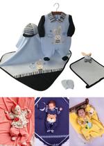 Saida maternidade menino menina 100% algodão malha plush e suedine delicado fofo Saida maternidade menino menina 100% algodão malha plush e suedine delicado fofo
