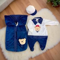 Saida maternidade menino roupa de bebe plush Bryan kit 4 peças