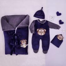 Saída Maternidade Menino Urso Aviador Com Saco de Dormir Plush Macio Bebê Recém Nascido Quente Aconchegante