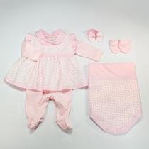 saída maternidade para menina saída maternidade pra bebê roupinha de bebê saida de maternidade kit 05 peças - gv enxovais