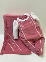 Saída Maternidade Plush Bebê Menina Bordado Paraiso Rf 16137