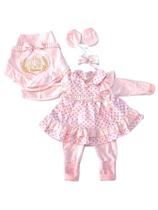 saida maternidade rosa florida roupinha bebe 5 peças