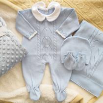 Saída Maternidade Tricot Espanhol - Azul Bebê - 02 peças