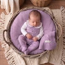 Saída Maternidade Tricot Tamine Baby Anna 3 Peças Macacão Body e Manta 70x85cm Saída Maternidade Tricot Tamine Baby Anna 3 Peças Macacão Body e Manta 70x85cm