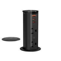 Saída pop-up ANNQUAN Space Saver de 5 cm com portas USB PD20W pretas