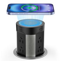 Saída pop-up Kungfuking para cozinha de bancada com carregador sem fio, tomada USB C de 15 W e 75 W, 8 tomadas e 4 portas USB