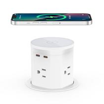 Saída pop-up YYSKA com carregador sem fio de 15 W, 4 tomadas, 2 portas USB-C PD/20 W