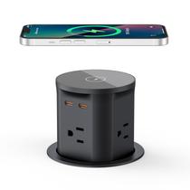 Saída pop-up YYSKA com carregador sem fio de 15 W, 4 tomadas, 2 portas USB-C PD/20 W