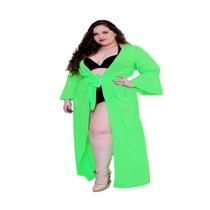 Saida Praia Plus Size Babado Longa Manga Babado Verão Modas