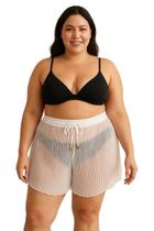 Saída Praia Plus Size Shorts Transparente Cordão Feminino Adulto Soltinho Blogueira Biquíni Verão Saída Praia Plus Size Shorts Transparente Cordão Feminino Adulto Soltinho Blogueira Biquíni Verão