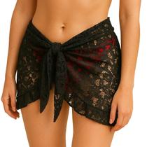 Saída praia saia curta babado feminina renda envelope verão