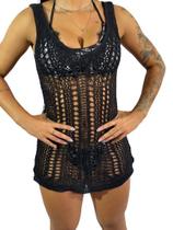 Saída Praia Vestido Decote Moda Acabamento R02