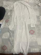 Saída Praia Vestido Manga Longa Trabalhada Moda Blogueira