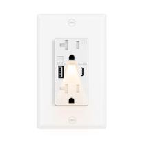 Saídas USB C, luz noturna Greencycle 20A, tomada de parede de 4,8 A