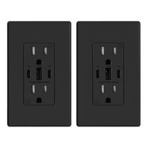 Saídas USB ELEGRP 30W 6,0 A USB C, 3 portas, tomada de parede, pacote com 2 unidades