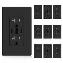 Saídas USB ELEGRP 30W 6,0 A USB C, tomada de parede de 3 portas, pacote com 10 Saídas USB ELEGRP 30W 6,0 A USB C, tomada de parede de 3 portas, pacote com 10