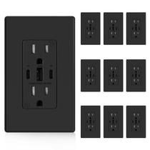 Saídas USB ELEGRP 30W 6,0 A USB C, tomada de parede de 3 portas, pacote com 10 Saídas USB ELEGRP 30W 6,0 A USB C, tomada de parede de 3 portas, pacote com 10