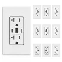 Saídas USB ELEGRP 30W 6,0 A USB C, tomada de parede de 3 portas, pacote com 10 Saídas USB ELEGRP 30W 6,0 A USB C, tomada de parede de 3 portas, pacote com 10
