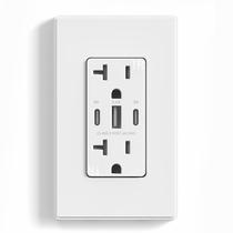 Saídas USB ELEGRP 30W 6,0 Amp USB C Tomada de parede de 3 portas