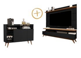 Sala Completa Rack e Painel TV 70" Vivare Wood 1.8 e Buffet Aparador Celta Giga Móveis Sala Completa Rack e Painel TV 70" Vivare Wood 1.8 e Buffet Aparador Celta Giga Móveis