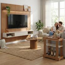 Sala de Estar Belluno Mesa Centro Carrinho Bar Rack Tv 75" Cinamomo/Off White Sala de Estar Belluno Mesa Centro Carrinho Bar Rack Tv 75" Cinamomo/Off White