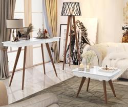 Sala de Estar Com Aparador Classic, Mesa e Luminaria Ônix Preto