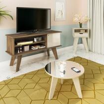 Sala de Estar com Rack Frank, Mesa de Centro Espanha e Mesa de Apoio Vip