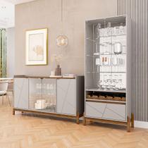 Sala de Estar Completa Bahrein 6 Portas 1 Gaveta 2 Peças Off White/Cedro - Pnr Móveis Sala de Estar Completa Bahrein 6 Portas 1 Gaveta 2 Peças Off White/Cedro - Pnr Móveis