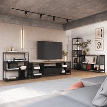 Sala de Estar Completa com 4 Itens Rack Tv 60 Polegadas, Estante, Aparador e Estante Alta Telada Sala de Estar Completa com 4 Itens Rack Tv 60 Polegadas, Estante, Aparador e Estante Alta Telada