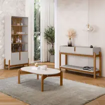 Sala de Estar Completa Elisa 2 Portas 2 Gavetas 3 Peças Off White/Cedro - Pnr Móveis Sala de Estar Completa Elisa 2 Portas 2 Gavetas 3 Peças Off White/Cedro - Pnr Móveis