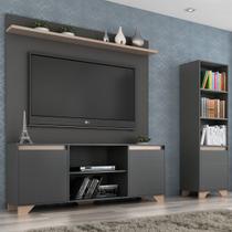 Sala de Estar Completa para TV Até 50 Polegadas Benevello 3 Portas Grafite/Siena - Quiditá Móveis
