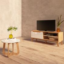 Sala de Estar Completa para TV Até 60 Polegadas Lótus 1 Porta Carvalho/Off White - Artely Móveis Sala de Estar Completa para TV Até 60 Polegadas Lótus 1 Porta Carvalho/Off White - Artely Móveis