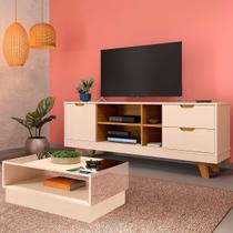 Sala de Estar Completa para TV Até 60 Polegadas Michigan 1 Porta 2 Gavetas Off White/Carvalho - Artely Móveis Sala de Estar Completa para TV Até 60 Polegadas Michigan 1 Porta 2 Gavetas Off White/Carvalho - Artely Móveis