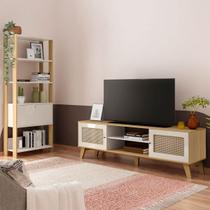 Sala de Estar Completa para TV Até 75 Polegadas Charlotte 3 Portas 4 Prateleiras Carvalho/Off White - Artely Móveis Sala de Estar Completa para TV Até 75 Polegadas Charlotte 3 Portas 4 Prateleiras Carvalho/Off White - Artely Móveis