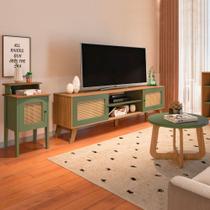 Sala de Estar Completa para Tv até 75 Polegadas Charlotte 3 Portas Carvalho/Menta - Pnr Móveis Sala de Estar Completa para Tv até 75 Polegadas Charlotte 3 Portas Carvalho/Menta - Pnr Móveis