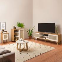 Sala de Estar Completa para TV Até 75 Polegadas Charlotte 4 Portas Carvalho/Off White - Pnr Móveis