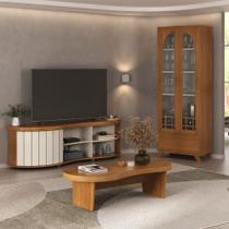 Sala de Estar Completa para TV Até 75 Polegadas com Cristaleira e Mesa de Centro Magnum Cinamomo/Off White - Pnr Móveis Sala de Estar Completa para TV Até 75 Polegadas com Cristaleira e Mesa de Centro Magnum Cinamomo/Off White - Pnr Móveis