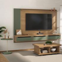 Sala de Estar Completa para TV Até 75 Polegadas Luxo Carvalho/Menta - Pnr Móveis Sala de Estar Completa para TV Até 75 Polegadas Luxo Carvalho/Menta - Pnr Móveis